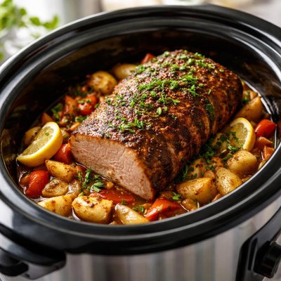 Image of Cajun Pork Loin Roast in a Crock Pot