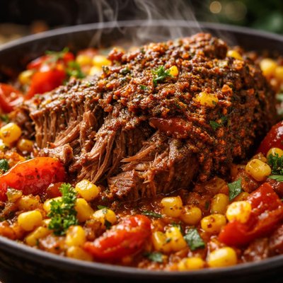 Image of Cajun Pot Roast with Corn and Tomatoes