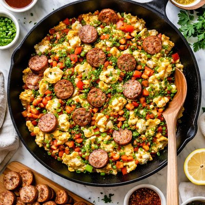 Image of Cajun Scramble with Andouille Sausage