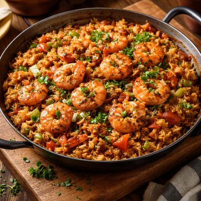 Image of Cajun Shrimp Bogged Down in Rice