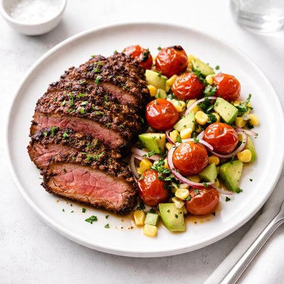 Image of Cajun Steak with Charred Tomato Salad