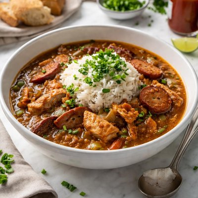 Image of Cajun Style Chicken and Smoked Sausage Gumbo