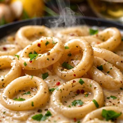 Image of Calamari in Creamy Wine Sauce