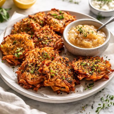 Image of Calico Potato Latkes with Applesauce