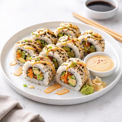 Image of California Sushi Roll with Spicy Mayo Sauce