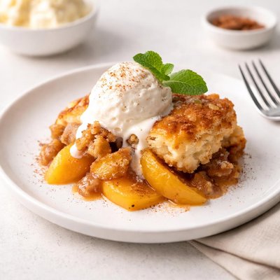 Image of Camp Fire Easy Dutch Oven Peach Cobbler