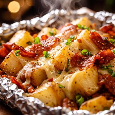 Image of Campfire or Oven Pepper Jack and Bacon Potatoes