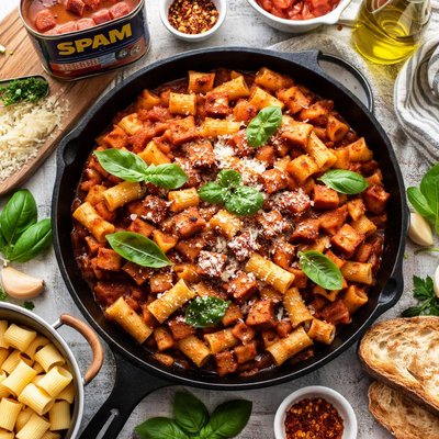 Image of Campfire Spam and Red Sauce with Pasta