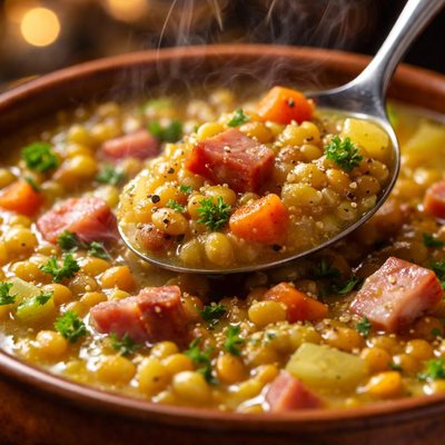 Image of Canadian Bacon Split Pea Lentil Soup Crock Pot