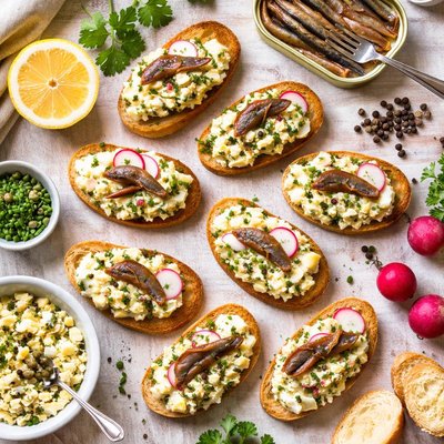 Image of Canapes with Egg and Anchovy Spread