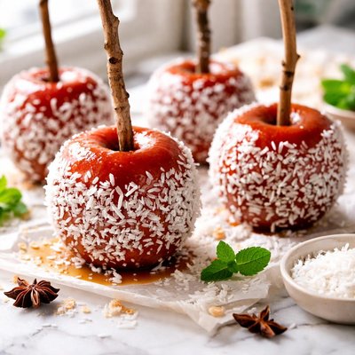 Image of Candied Apples Topped with Coconut