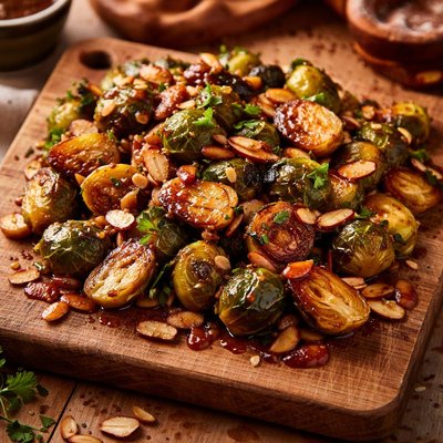 Image of Candied Brussels Sprouts and Almonds with Amaretto Glaze