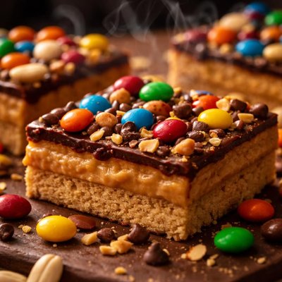Image of Candy Topped Creamy Peanut Butter Bars
