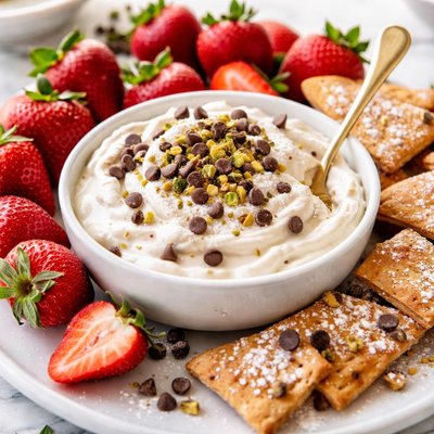 Image of Cannoli Cream Dip with Strawberries