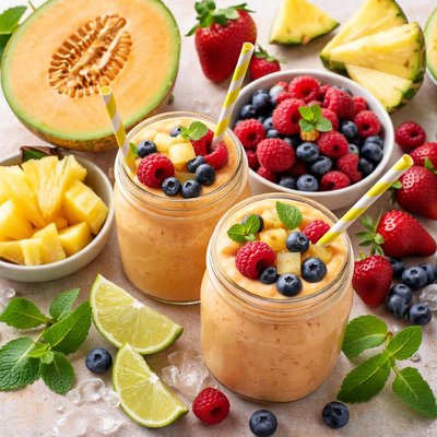 Image of Cantaloupe Berry and Pineapple Smoothie