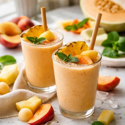 Image of Cantaloupe Peach and Pineapple Smoothie