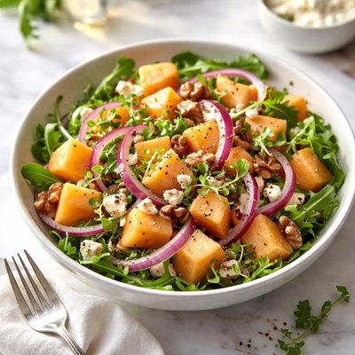 Image of Cantaloupe Red Onion Walnut Salad