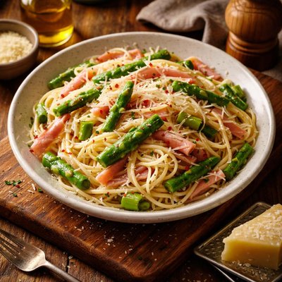 Image of Capellini with Ham and Asparagus