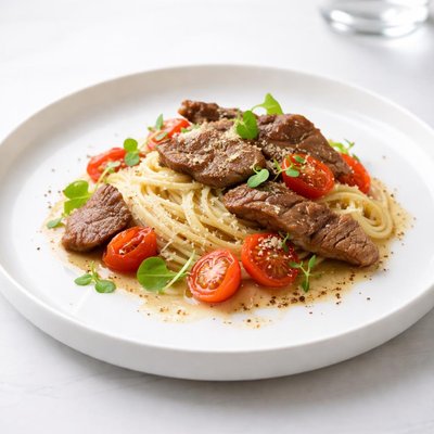 Image of Capellini with Veal and Tomatoes