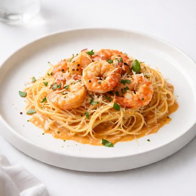 Image of Capellini Wth Shrimp and Creamy Tomato Sauce
