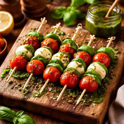 Image of Caprese Picks with Basil Vinaigrette