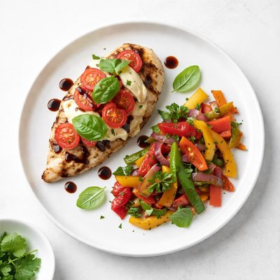 Image of Caprese Style Chicken Breasts and Mixed Pepper Medley