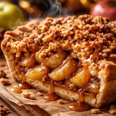 Image of Caramel Apple Pie with Crunchy Crumb Topping