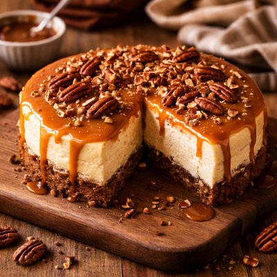 Image of Caramel Cheesecake in a Pecan Crust