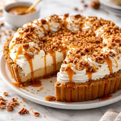 Image of Caramel Drizzled Butterscotch Toffee Crunch Pie