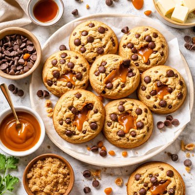 Image of Caramel Filled Delightfulls Chocolate Chip Cookies