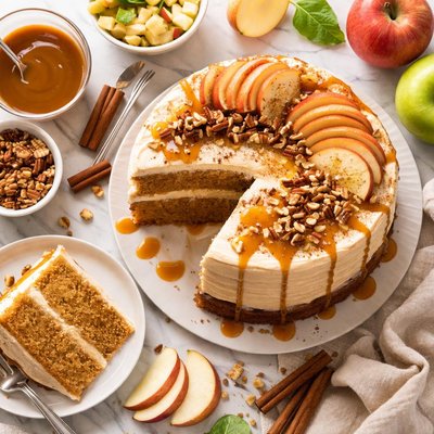 Image of Caramel Layer Cake with Apple Frosting