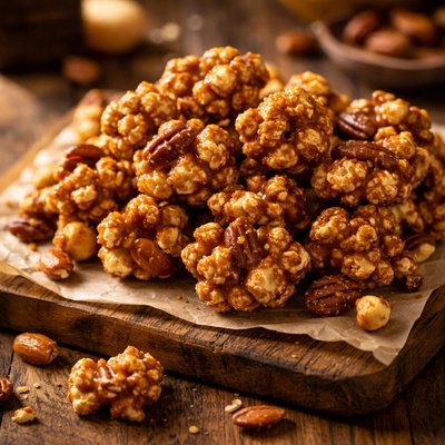 Image of Caramel Nut Popcorn Clusters