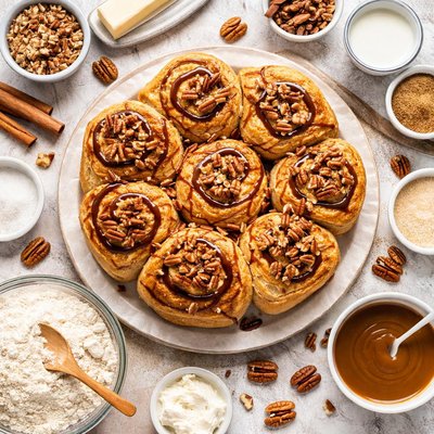 Image of Caramel Pecan Cinnamon Rolls Bread Machine Recipe