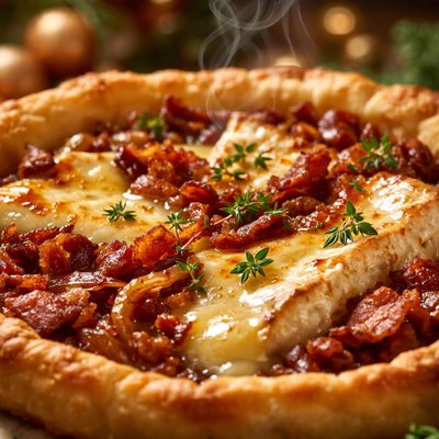 Image of Caramelised Onion Bacon Camembert Tart