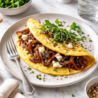 Image of Caramelised Onion Goats Cheese Omelette