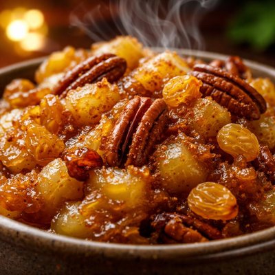 Image of Caramelized Applesauce with Pecans and Golden Raisins