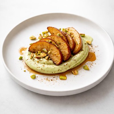 Image of Caramelized Cardamom Apples with Pistachio Cream