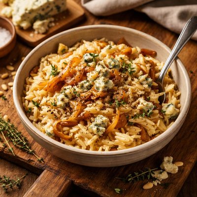 Image of Caramelized Onion and Blue Cheese Orzo