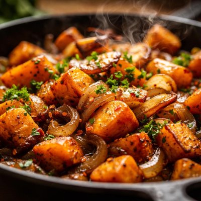 Image of Caramelized Onion and Sweet Potato Skillet