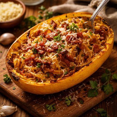 Image of Caramelized Onion Bacon Spaghetti Squash