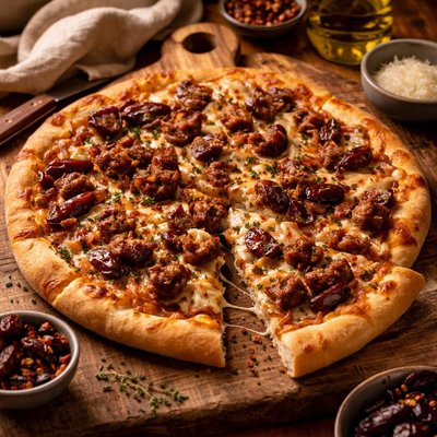 Image of Caramelized Onion Date and Sausage Pizza