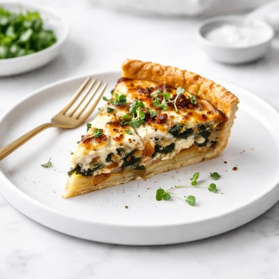 Image of Caramelized Onion Feta and Spinach Quiche