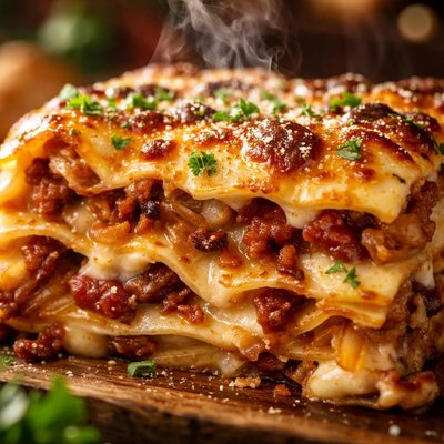 Image of Caramelized Onion Lasagna with Pancetta