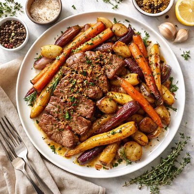 Image of Caramelized Root Vegetables Melt in Your Mouth Veal