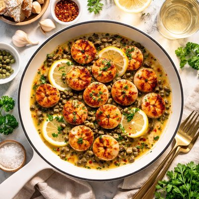 Image of Caramelized Scallops with White Wine