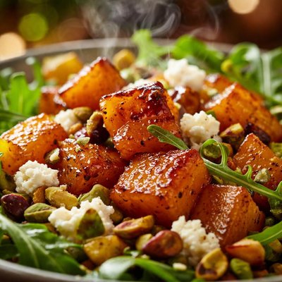 Image of Caramelized Squash Salad with Pistachios and Goat Cheese