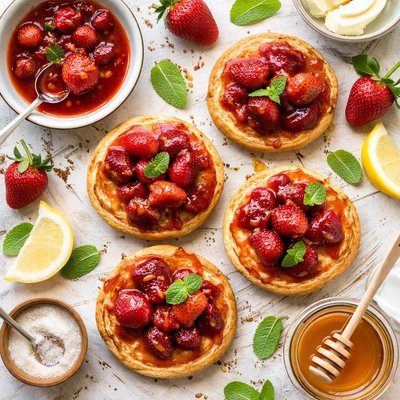 Image of Caramelized Strawberry English Muffins