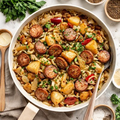 Image of Caraway Cabbage with Sausage and Potatoes