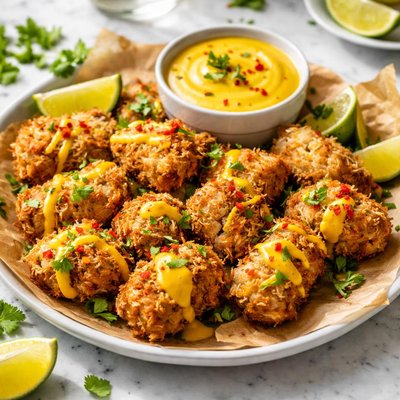 Image of Caribbean Coconut Chicken Bites with Mango Cream