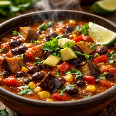 Image of Caribbean Eggplant and Black Bean Soup